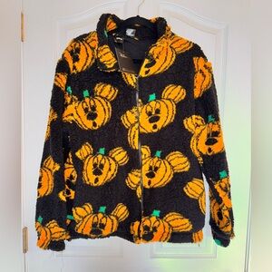 Cakeworthy x Disney Mickey Pumpkin Fleece Jacket Halloween Zip Up Size M NWT